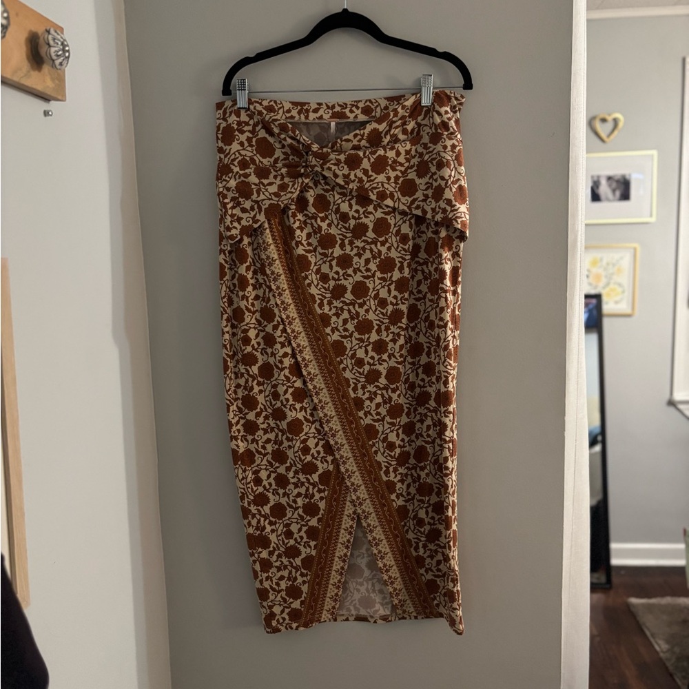 Free People Brown Terracotta Floral Sarong